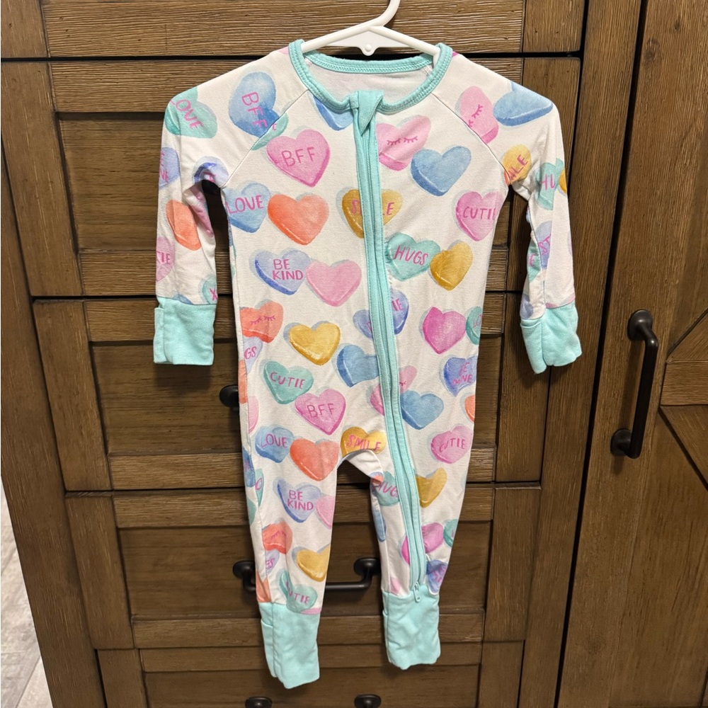 Little Sleepies Heart Print Kids Footie